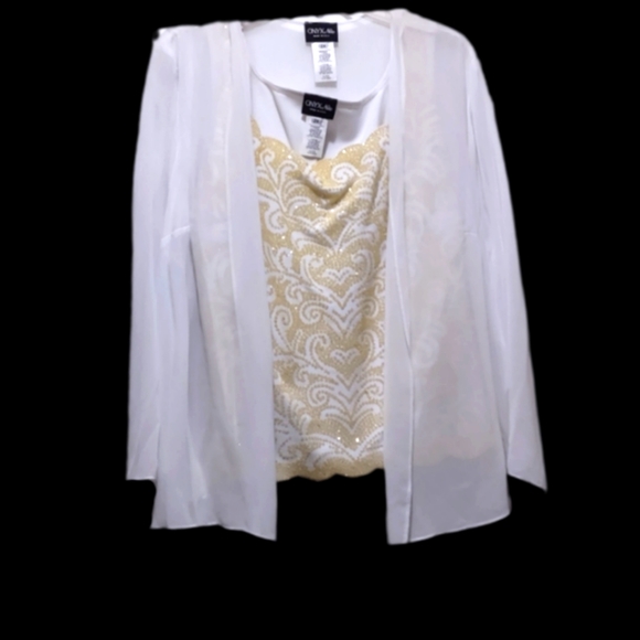 Classy 2pc Gold Glitter  Blouse + Shell set - Picture 1 of 17